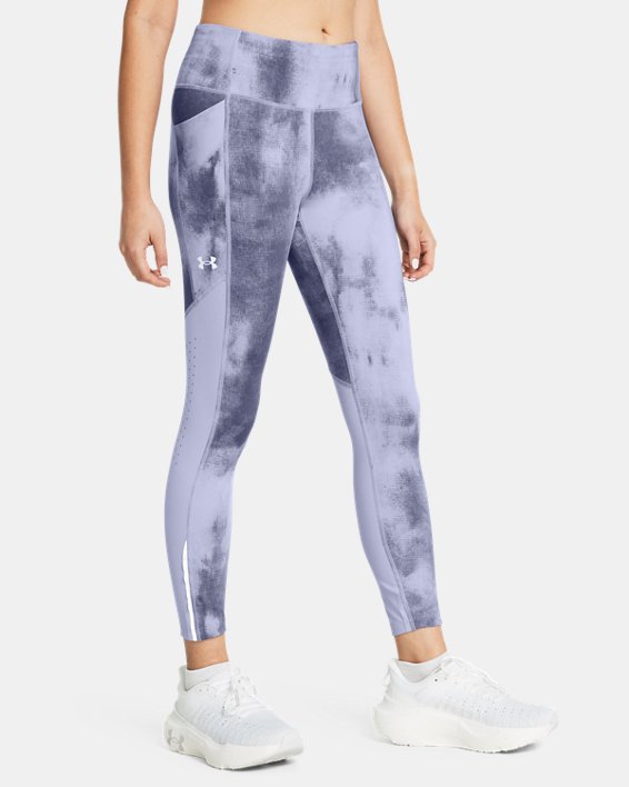 Women's UA Launch Printed Ankle Tights, Purple, pdpMainDesktop image number 0